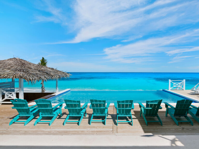 Infinity Pool by the beach in Exuma, Bahamas